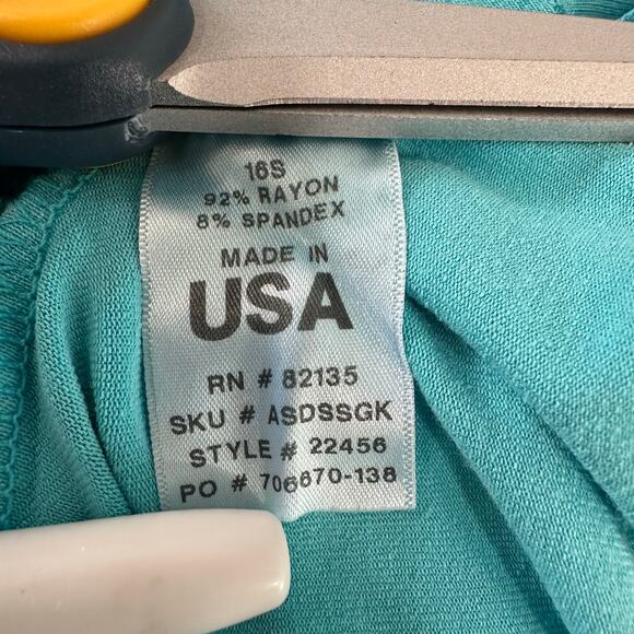 Fresh Produce Faux Wrap V Neck Dress Women XL Blue Short Sleeve Jersey Knit - Picture 7 of 8